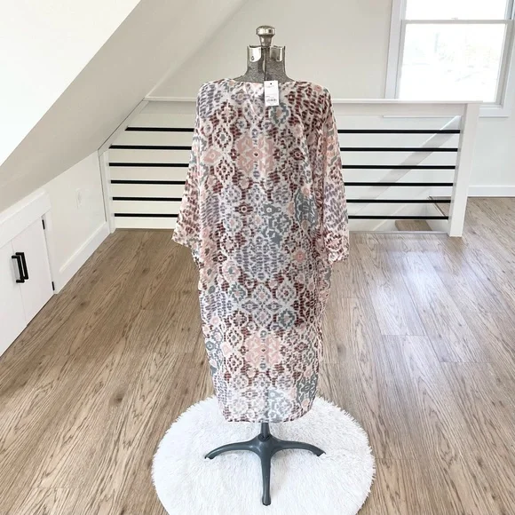 NWT Brown pink and purple tropical kimono bohemian beach coverup - Picture 4 of 7